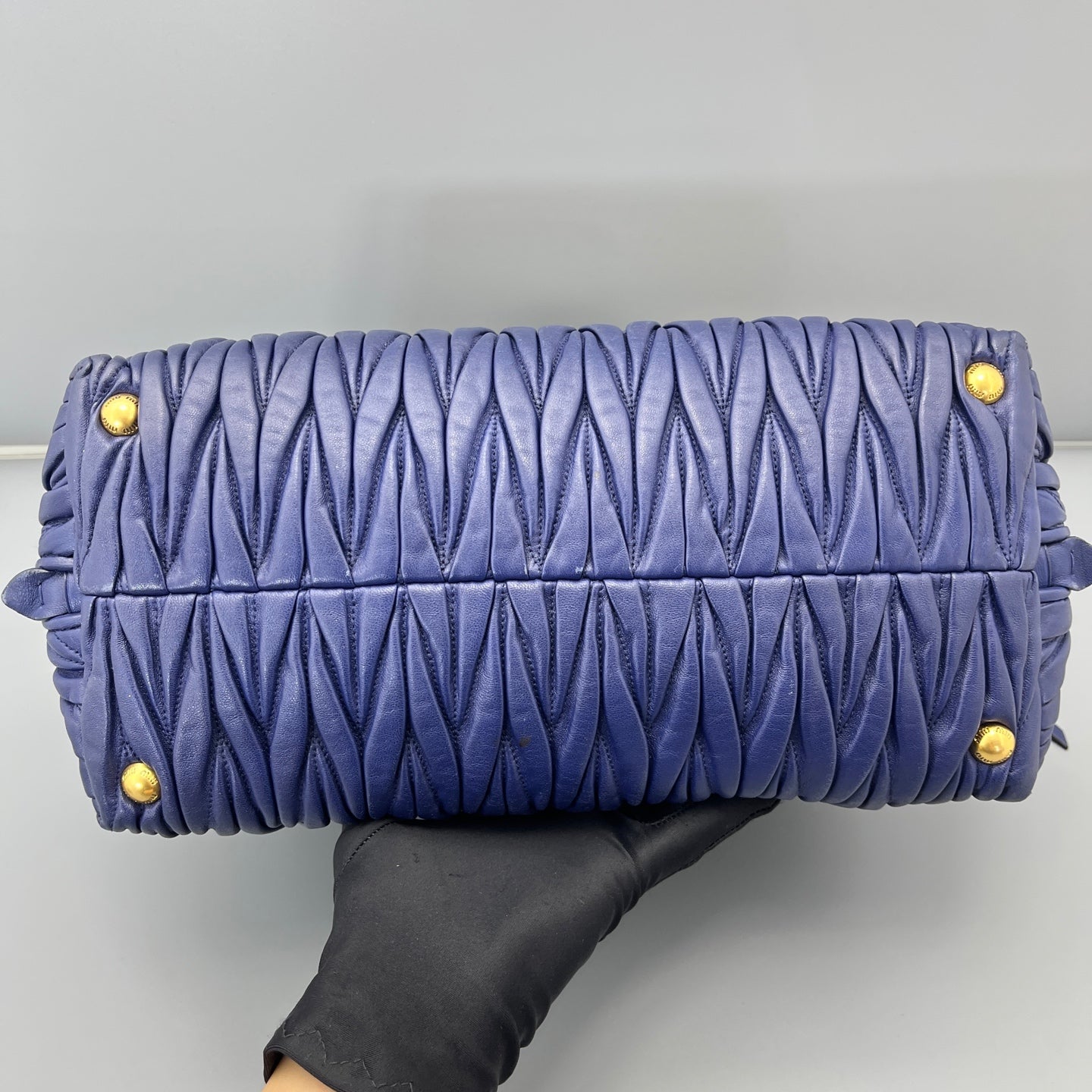 Miu Miu - Matelassé Top Handle Bag - Leather - Blue - (Medium)