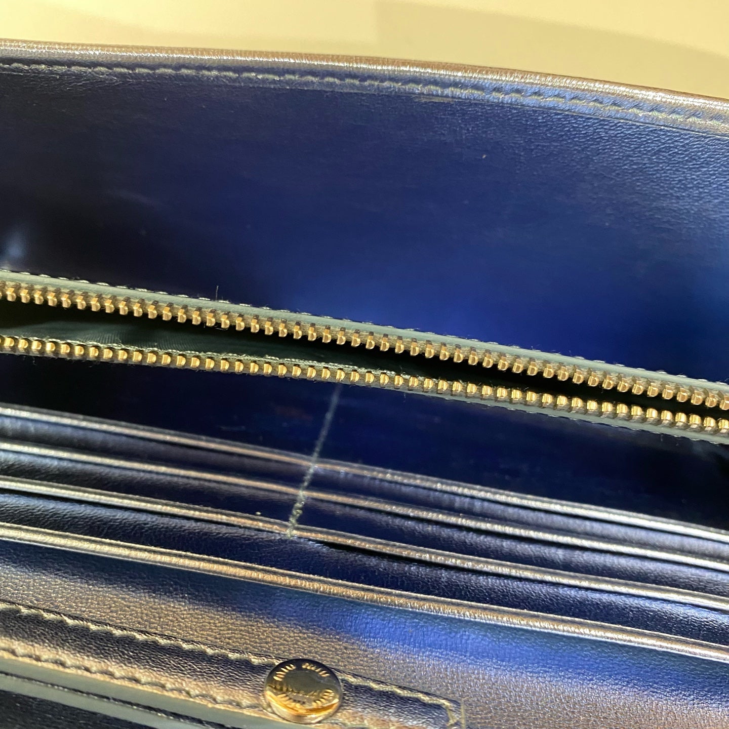 Miu Miu - Matelassé Wallet on Chain - Metallic lambskin leather - Pearlescent Blue with Silver-tone Hardware - (mini)