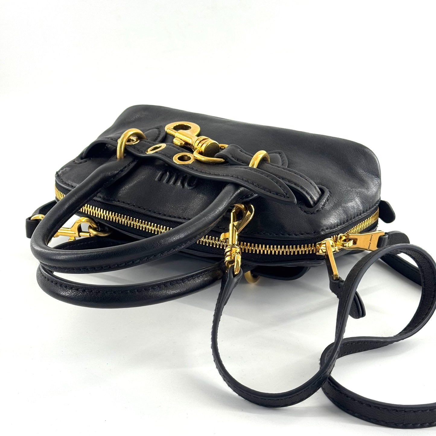 Miu Miu - Mini Bowling Bag - Leather - Black