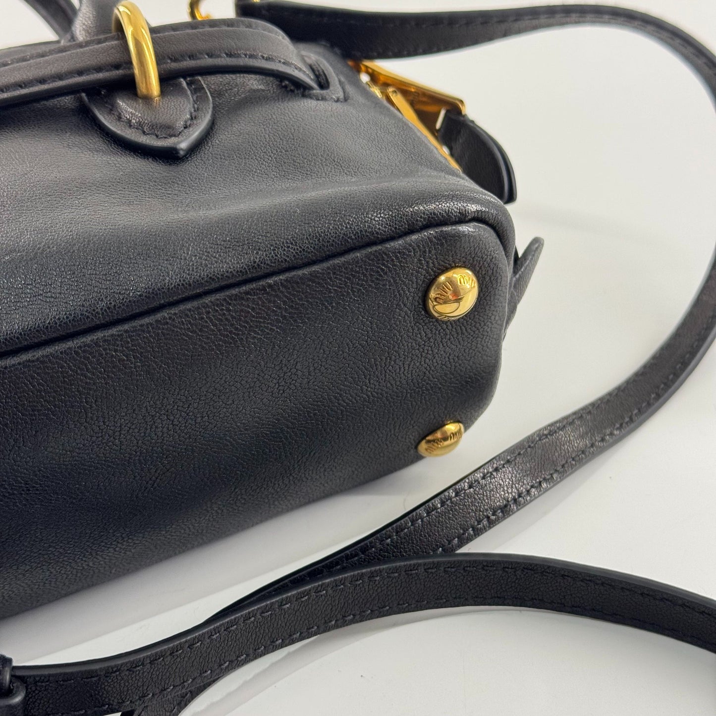 Miu Miu - Mini Bowling Bag - Leather - Black