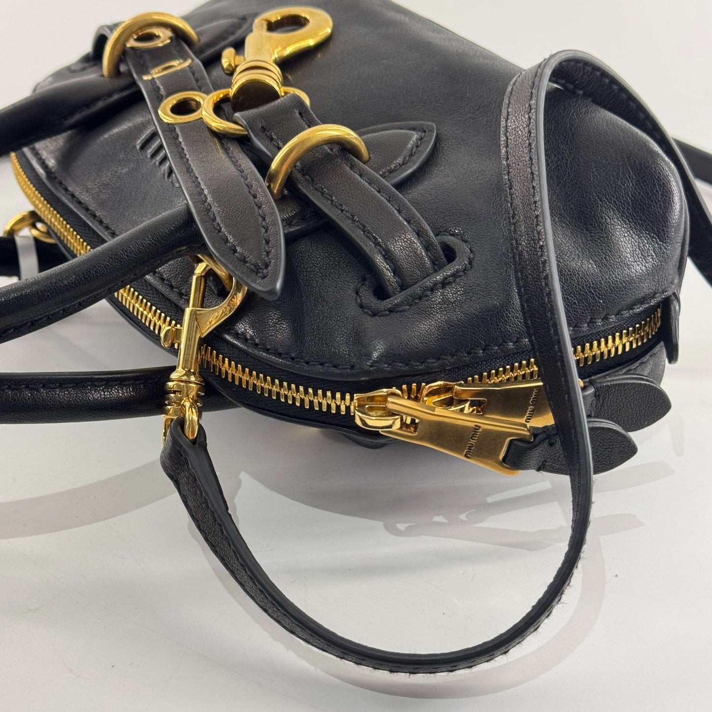 Miu Miu - Mini Bowling Bag - Leather - Black