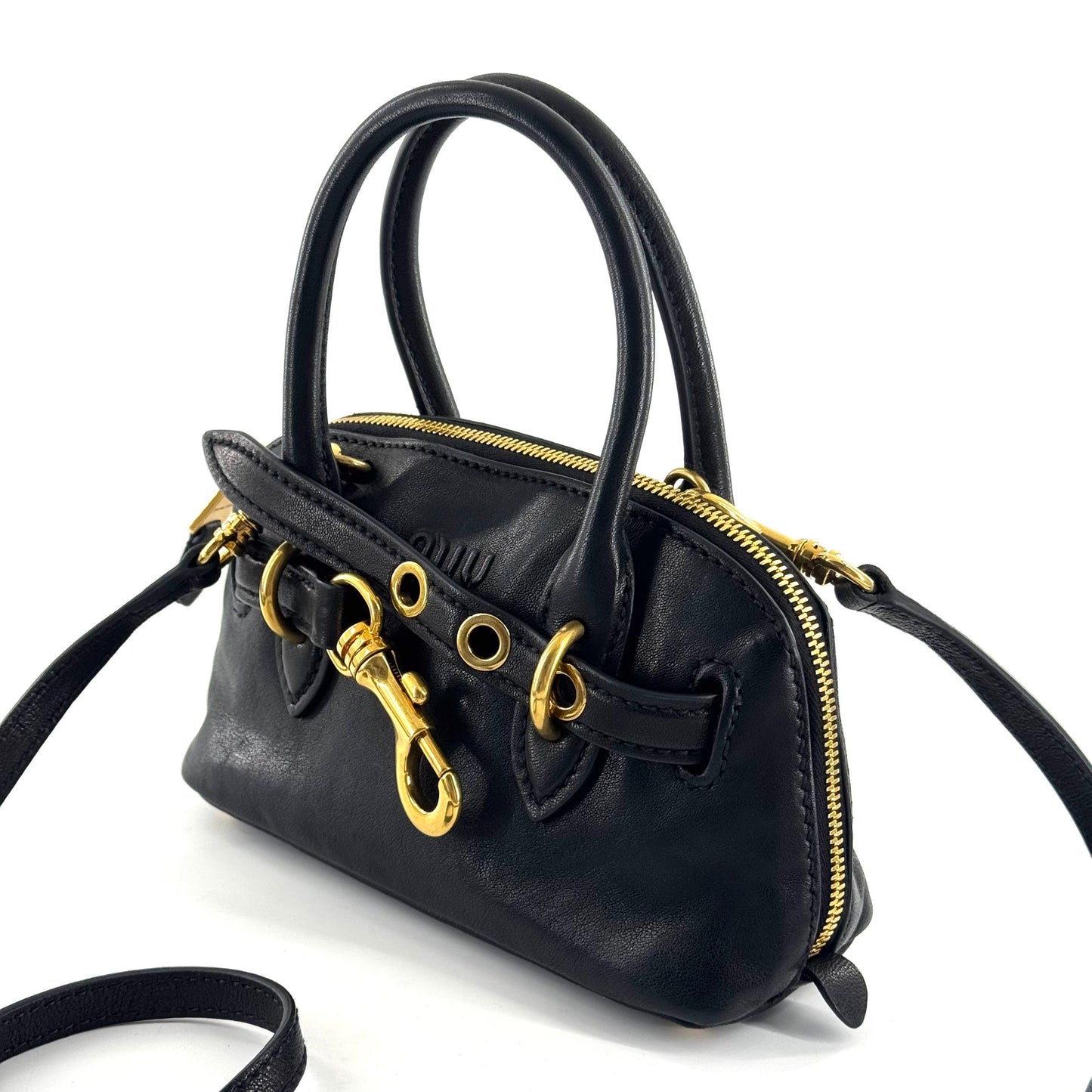Miu Miu - Mini Bowling Bag - Leather - Black