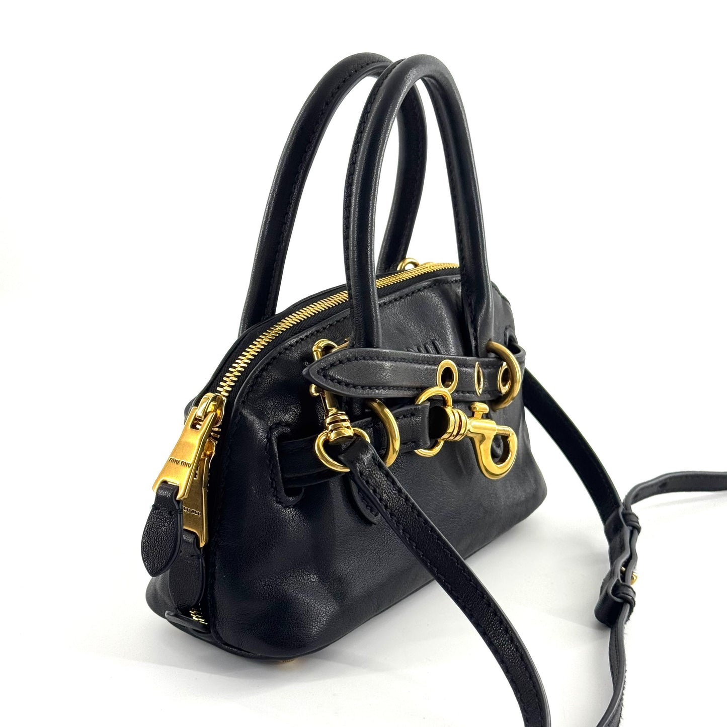 Miu Miu - Mini Bowling Bag - Leather - Black