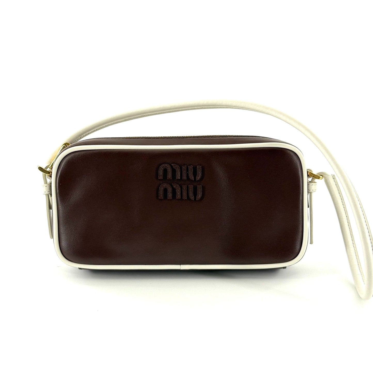 Miu Miu - Other - Smooth leather - Dark brown with white trim - (mini)