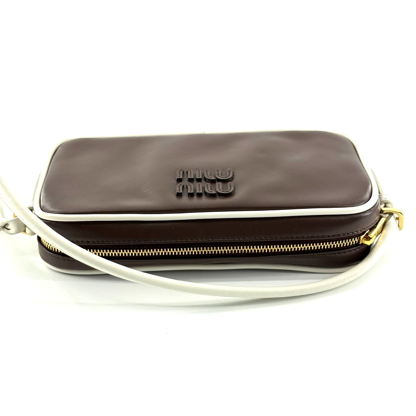 Miu Miu - Other - Smooth leather - Dark brown with white trim - (mini)