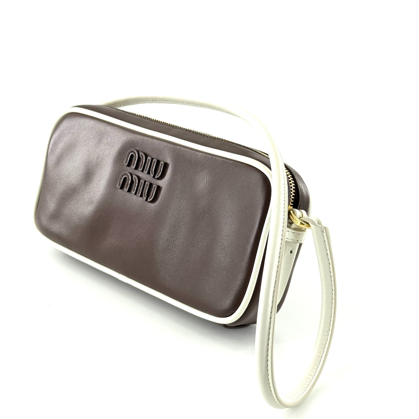 Miu Miu - Other - Smooth leather - Dark brown with white trim - (mini)