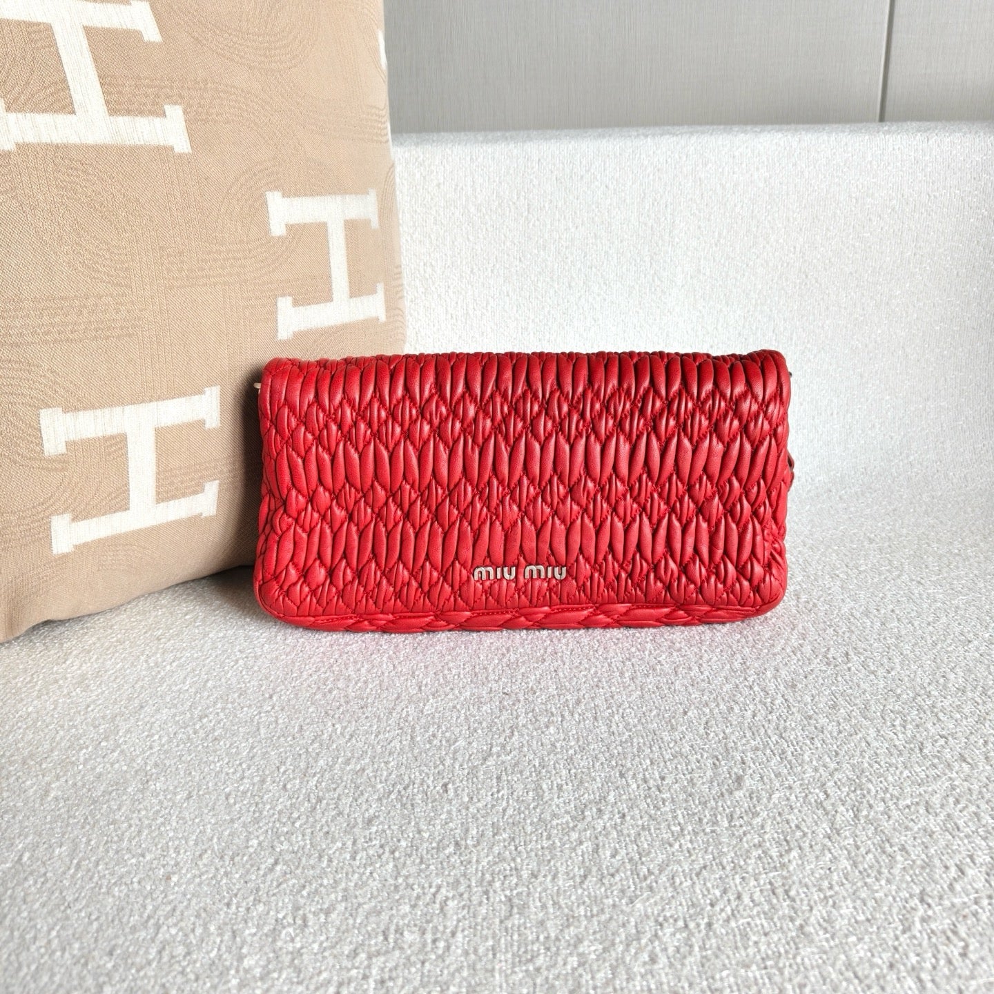 Miu Miu - Pleated Crystal Chain Bag - Lambskin leather - Red - (mini)