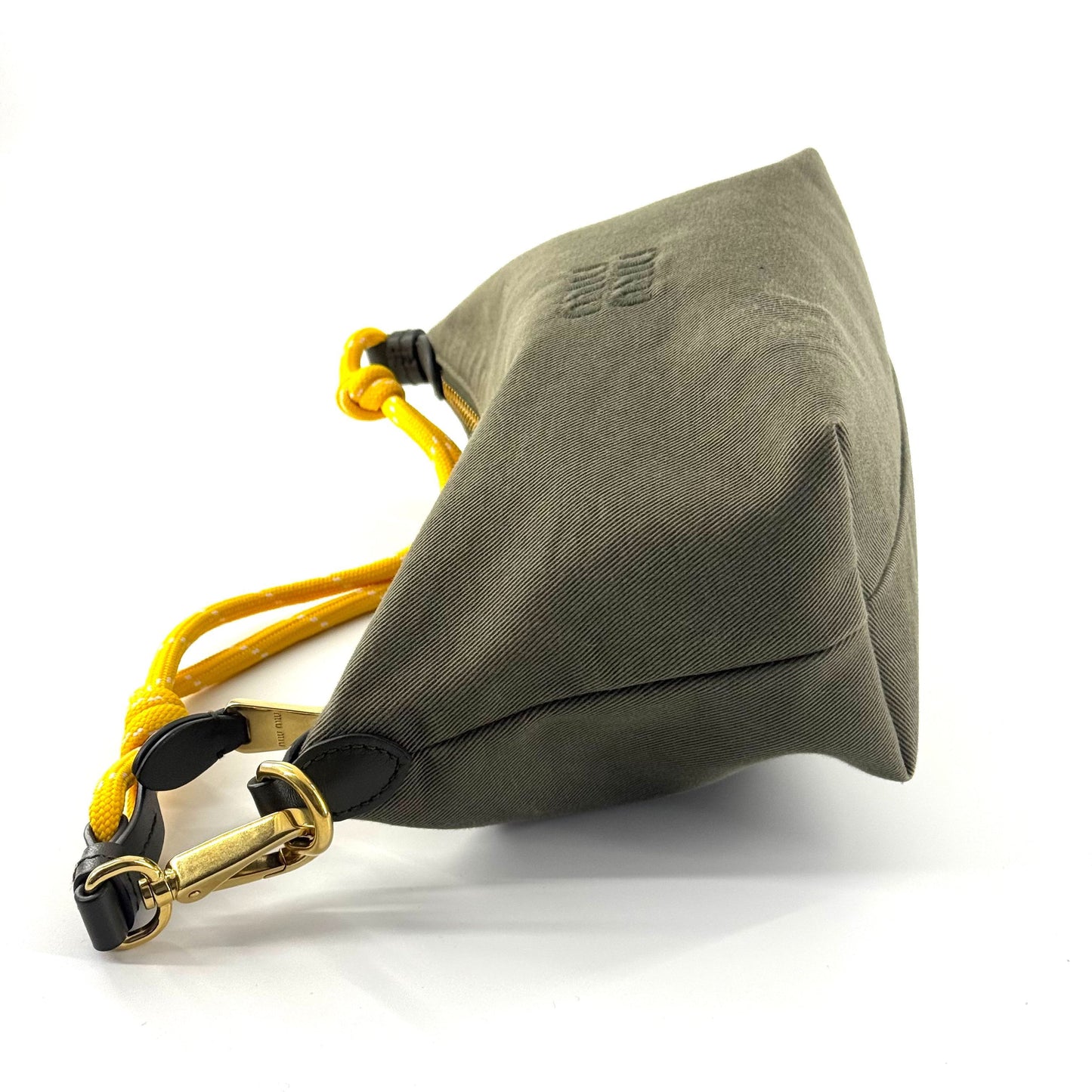 Miu Miu - Pouch Bag - Canvas with leather trim - Moss Green with Yellow and Black accents - (Small)