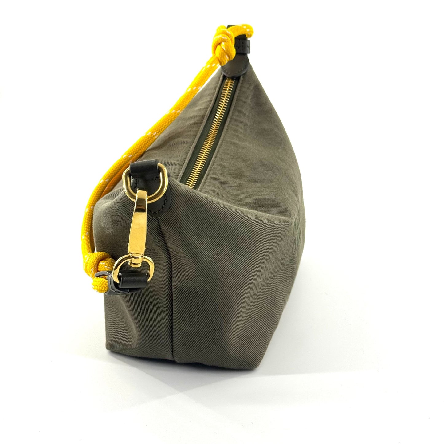 Miu Miu - Pouch Bag - Canvas with leather trim - Moss Green with Yellow and Black accents - (Small)
