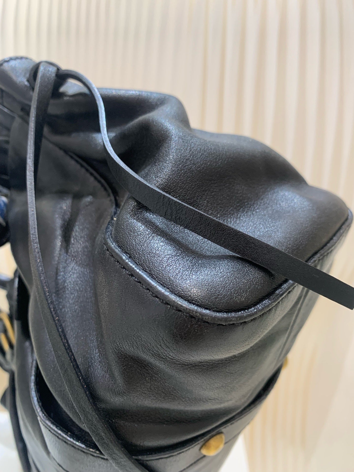 Miu Miu - Ribbon Tote Bag - Leather - Black - (Other)