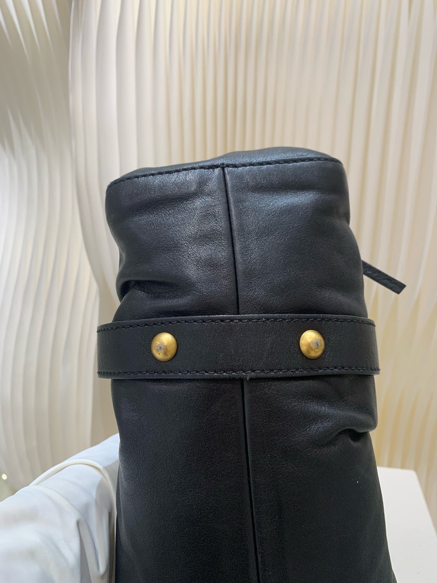 Miu Miu - Ribbon Tote Bag - Leather - Black - (Other)