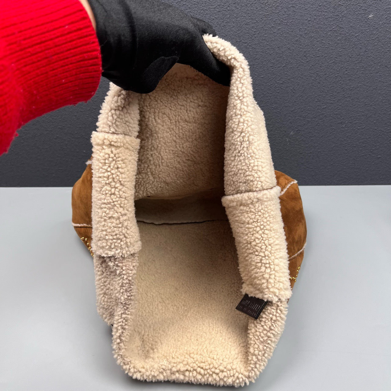 Miu Miu - Rivet Flower Tote Bag - Suede - Brown - (Medium)