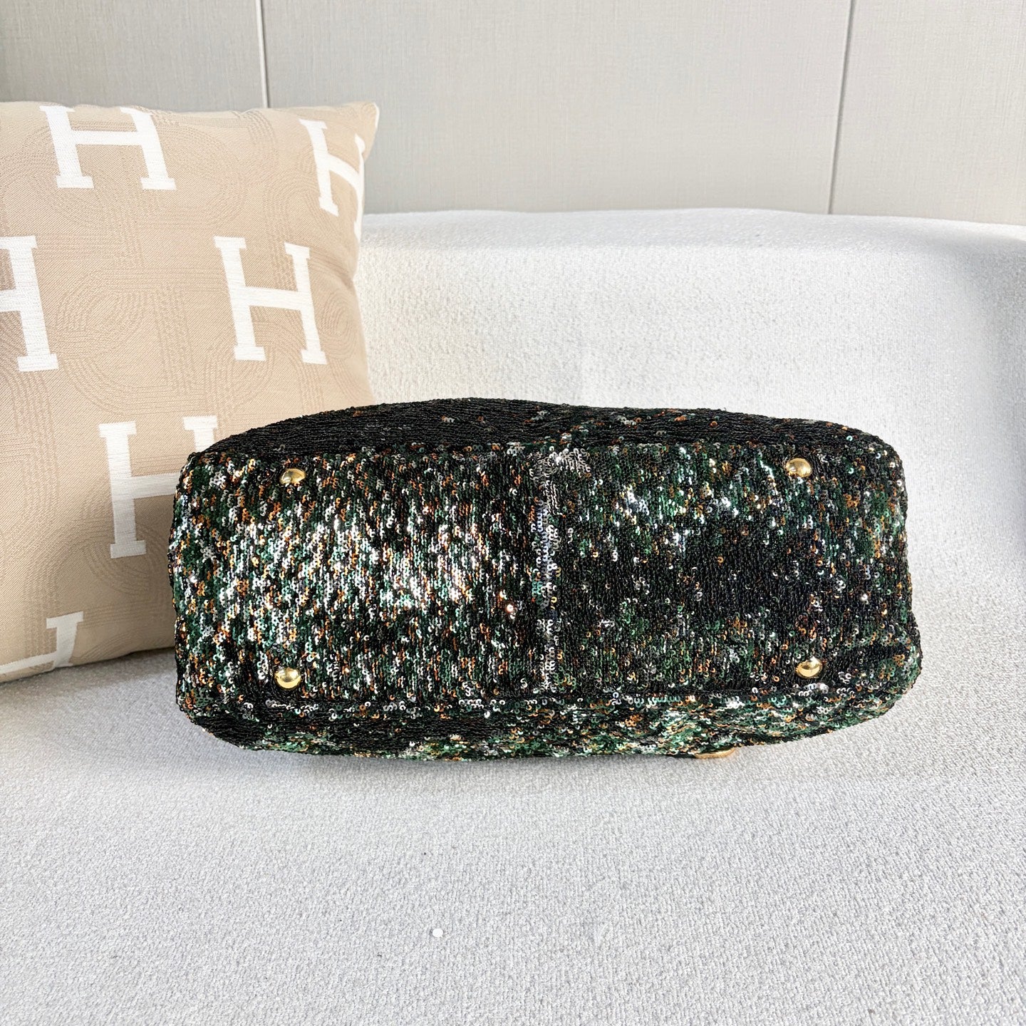 Miu Miu - Runway Sequin Messenger Bag - Sequins on fabric with leather trim - Multicolour - (medium)