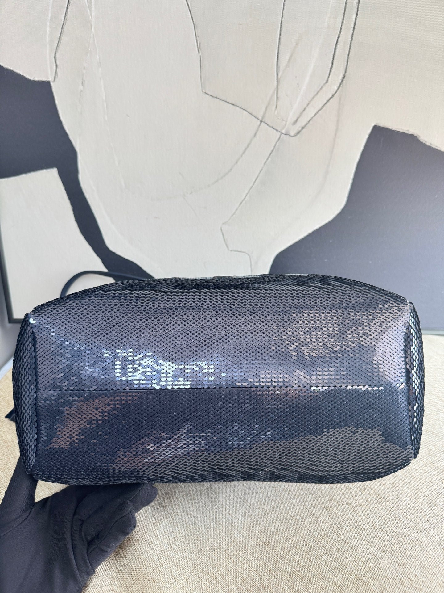 Miu Miu - Sequin Tote - Sequins and Leather - Navy - (medium)