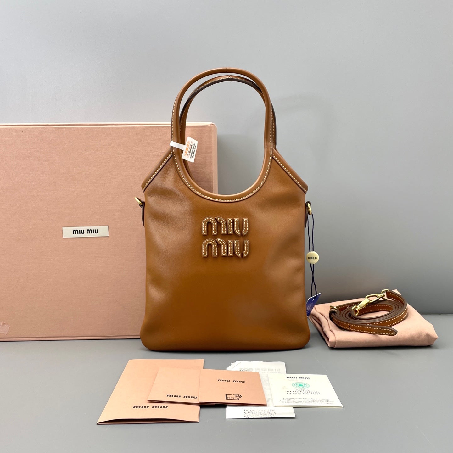 Miu Miu - Small Handbag - Smooth calf leather - Brown - (small)