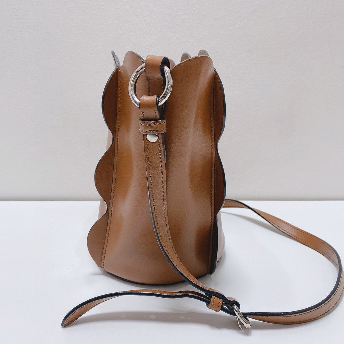 Miu Miu - Wavy Edge Petal Bucket Bag - Leather - Brown - (small)