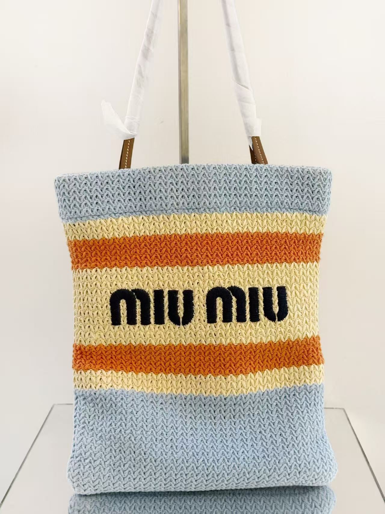 Miu Miu - Woven Tote Bag - Wicker and Leather - Multicolour - (medium)