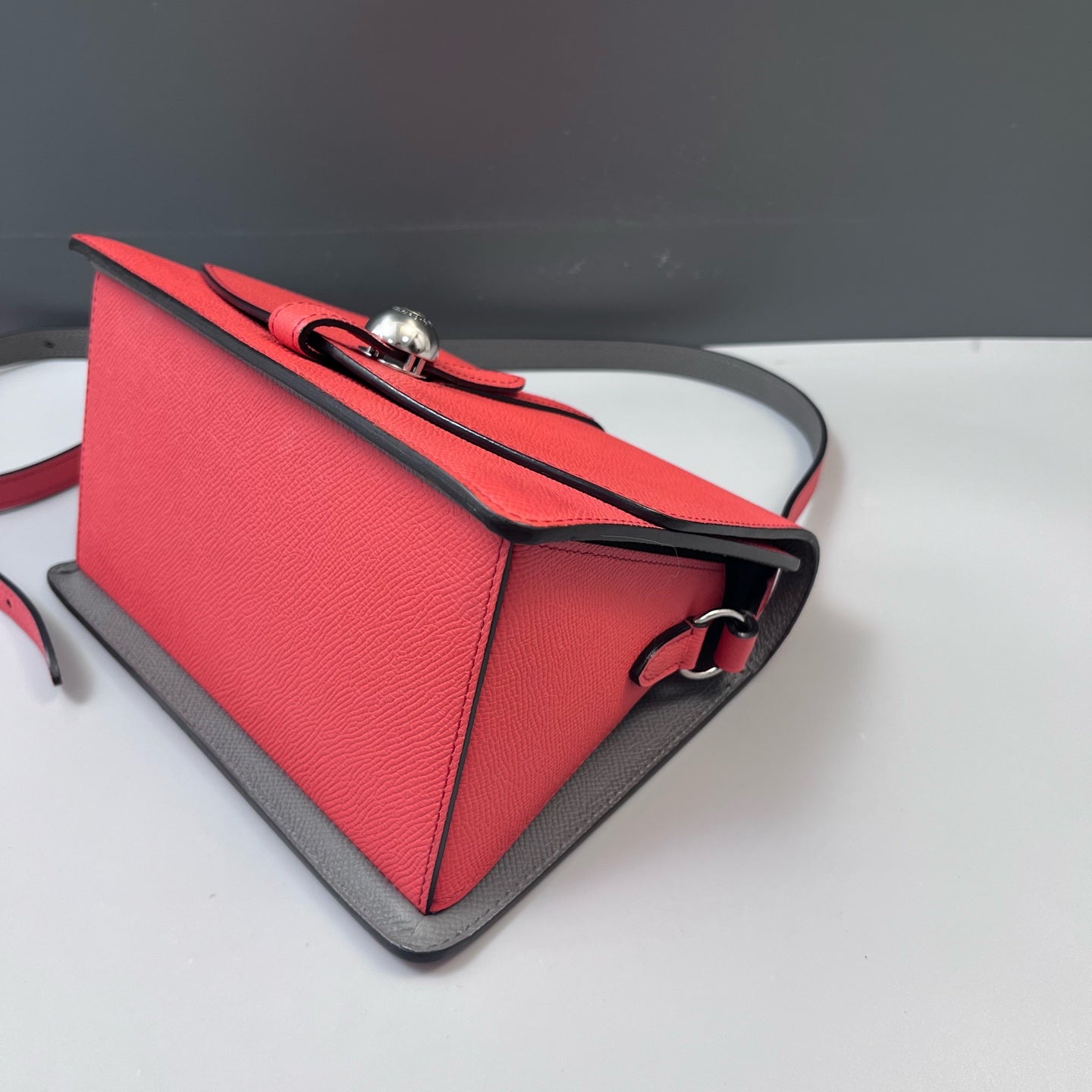 Moynat - Madeleine - Grained leather - Coral Red with Grey Accents - (small)