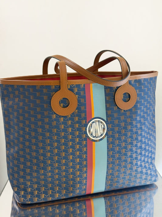 Moynat - Oh! Tote Ruban Duo MM - Canvas with leather trim - Blue - (large)