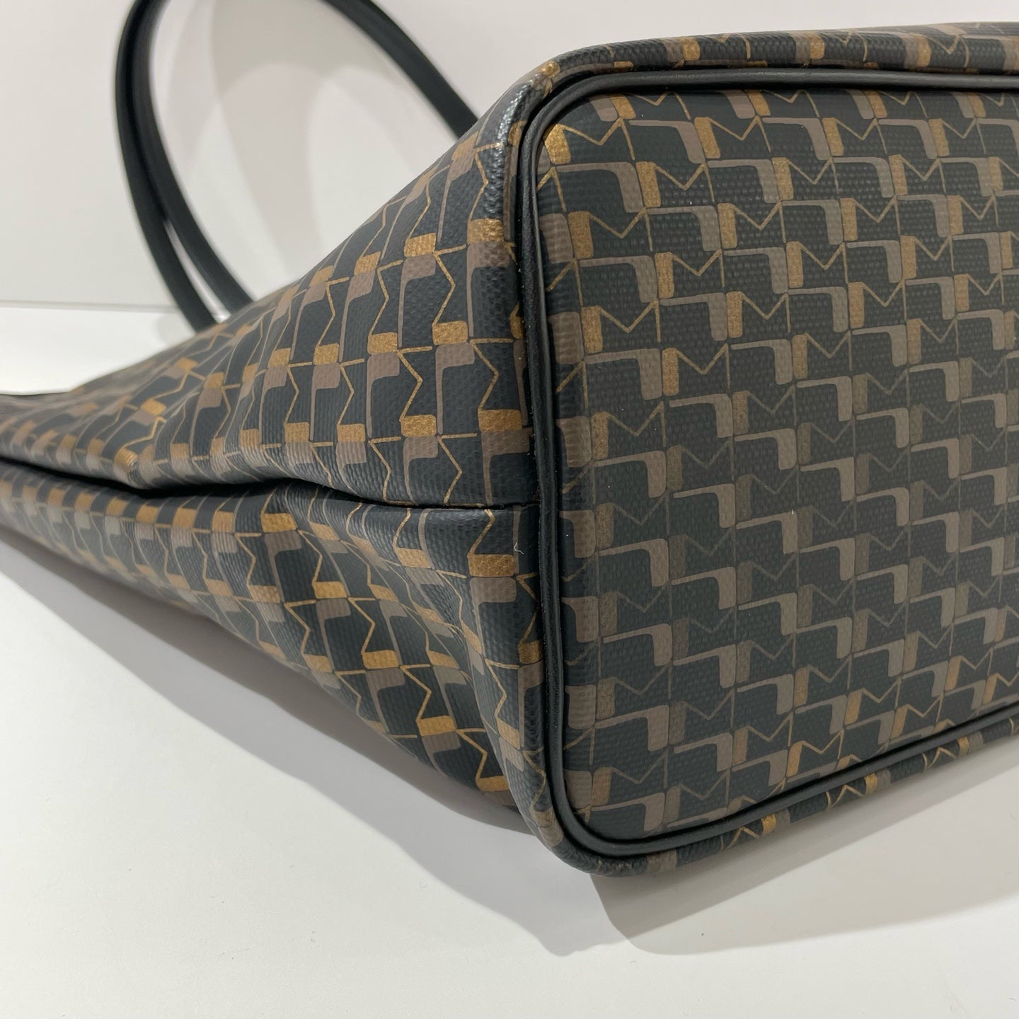 Moynat - Small Monogram Striped Tote Shopping Bag - Coated canvas with leather trim - Black, Gold, Orange, Blue - (Small)