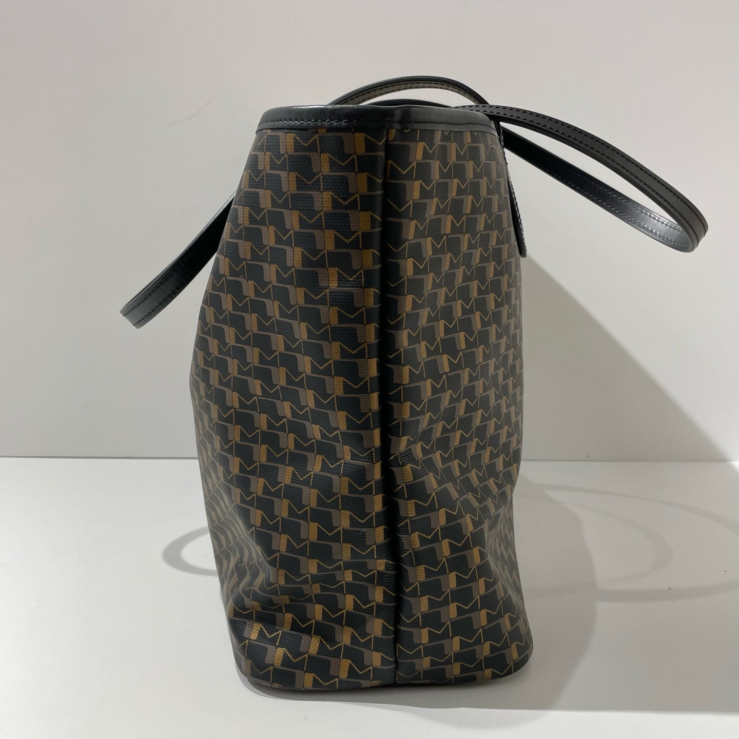 Moynat - Small Monogram Striped Tote Shopping Bag - Coated canvas with leather trim - Black, Gold, Orange, Blue - (Small)