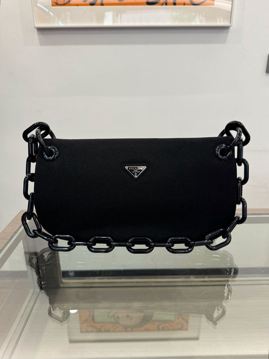 Prada - Akrilic Chain Shoulder Bag - Cloth - Black - (Small)