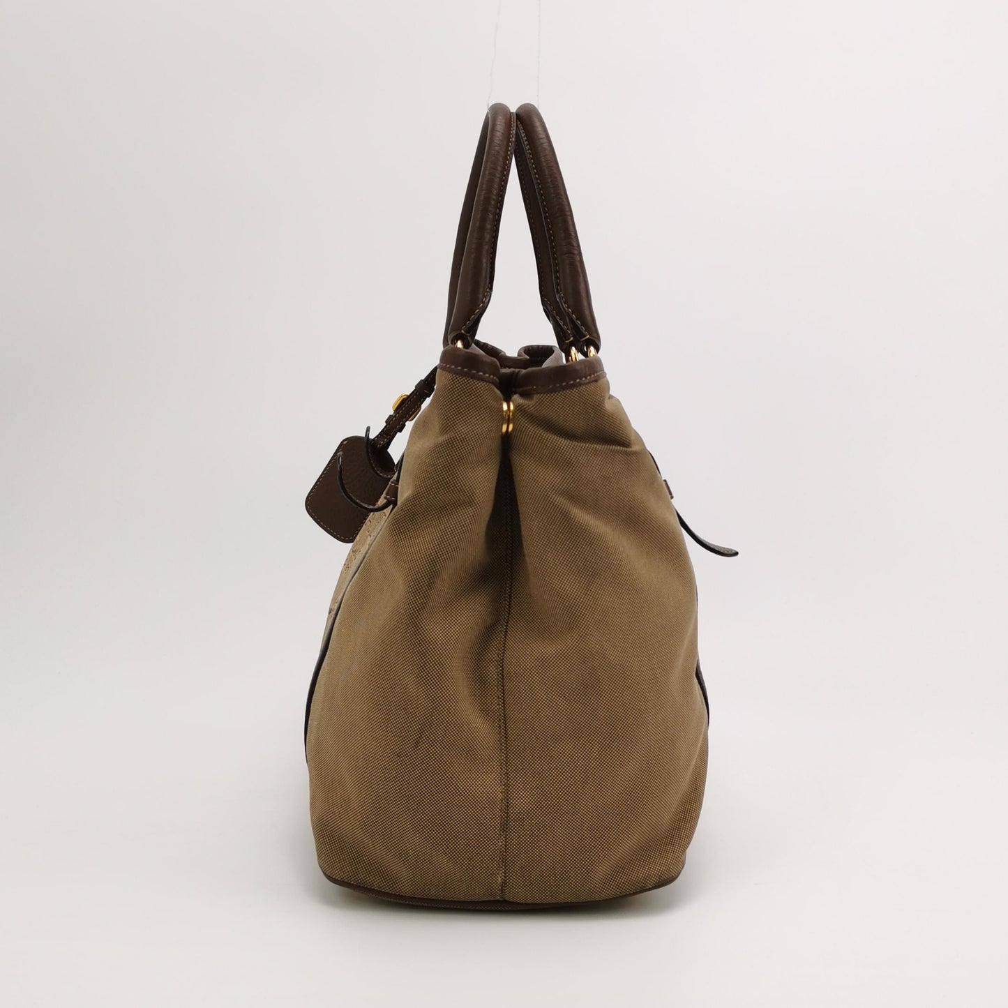 Prada - BN1841 - Canvas with Leather trim - Earthy Brown with Dark Brown Leather Trim - (Medium)