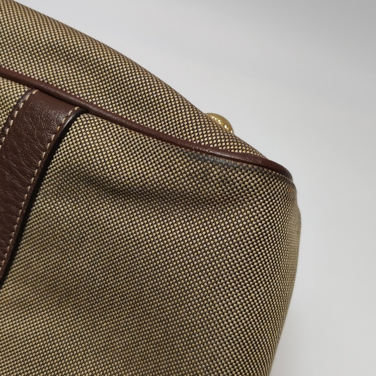 Prada - BN1841 - Canvas with Leather trim - Earthy Brown with Dark Brown Leather Trim - (Medium)