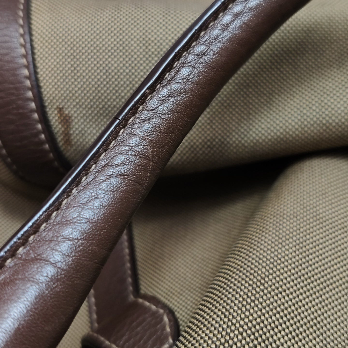 Prada - BN1841 - Canvas with Leather trim - Earthy Brown with Dark Brown Leather Trim - (Medium)