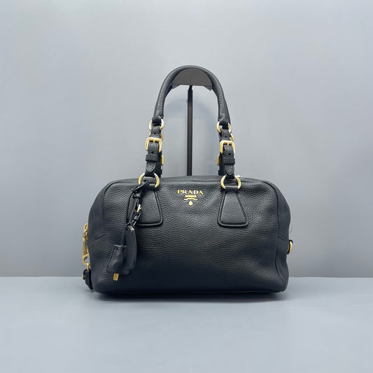 Prada - Boston Bag L7608 - Grained leather - Black - (medium)