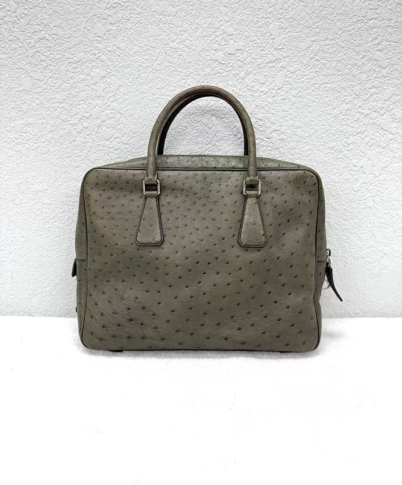 Prada - Briefcase - Ostrich leather - Green - (Large)