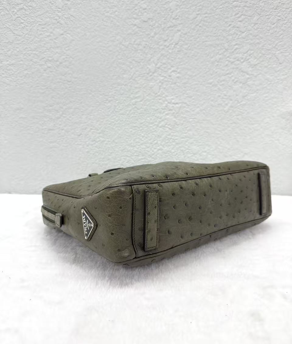 Prada - Briefcase - Ostrich leather - Green - (Large)