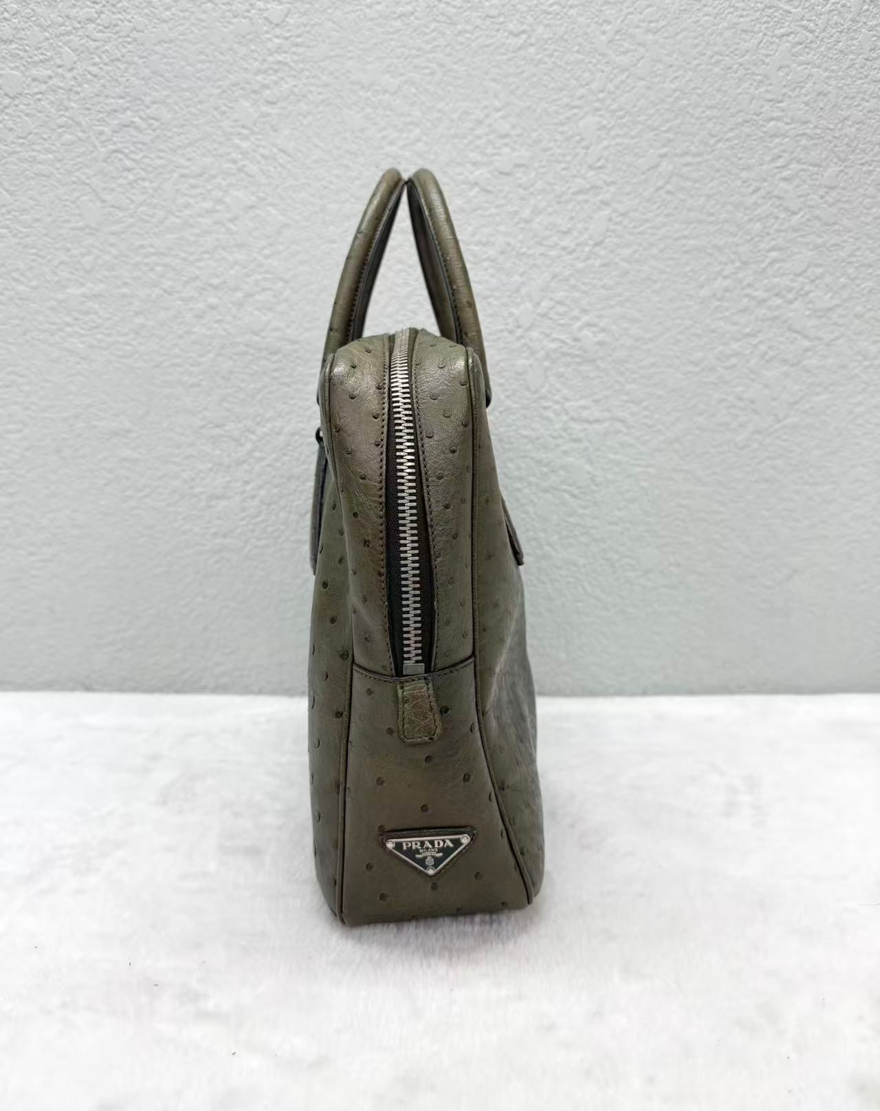Prada - Briefcase - Ostrich leather - Green - (Large)