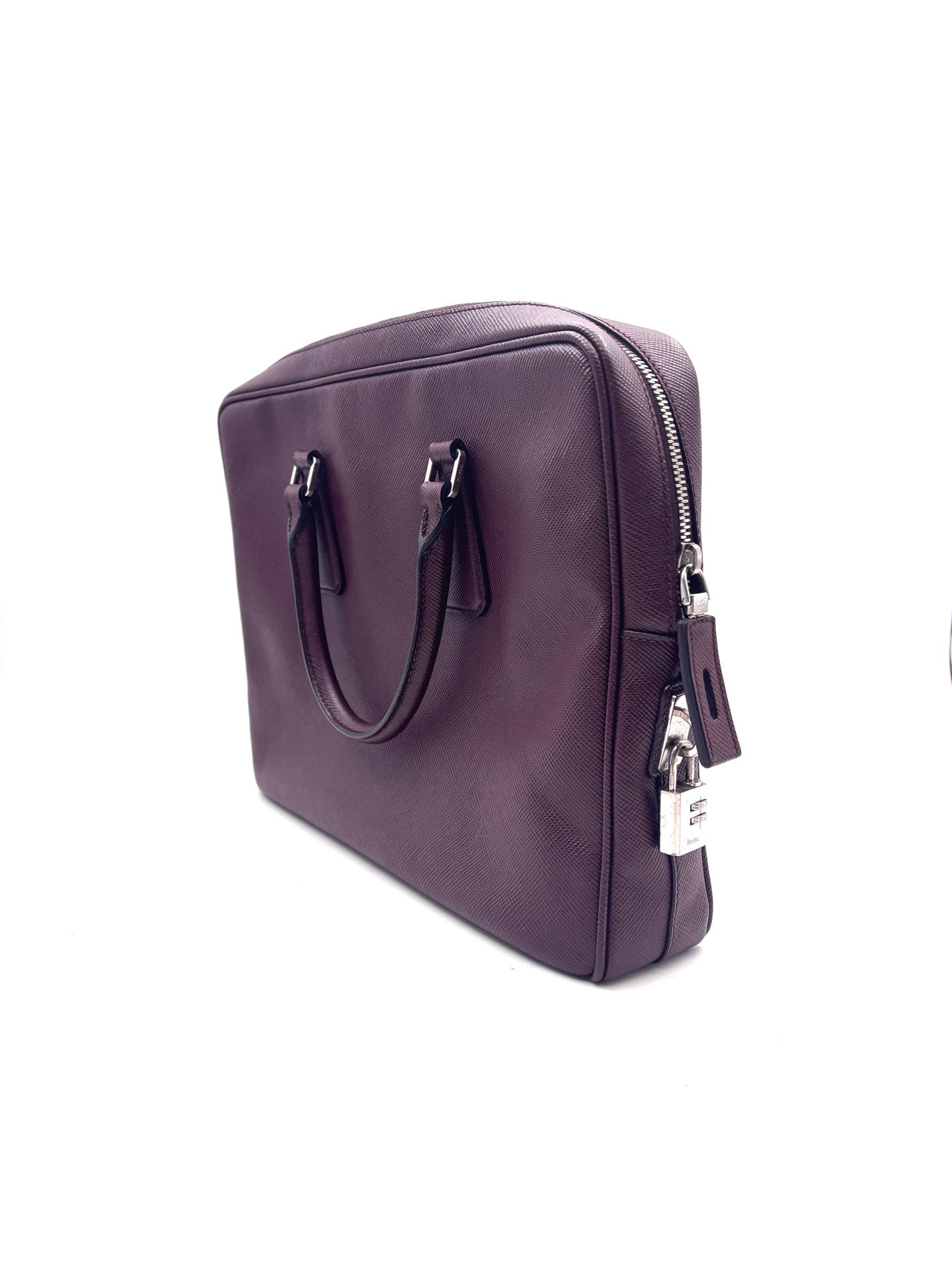 Prada - Briefcase - Saffiano Leather - Burgundy - (Large)