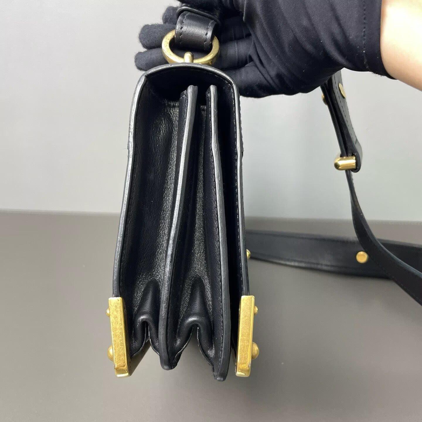 Prada - Cahier - Leather - Black with Gold-Tone Hardware - (mini)