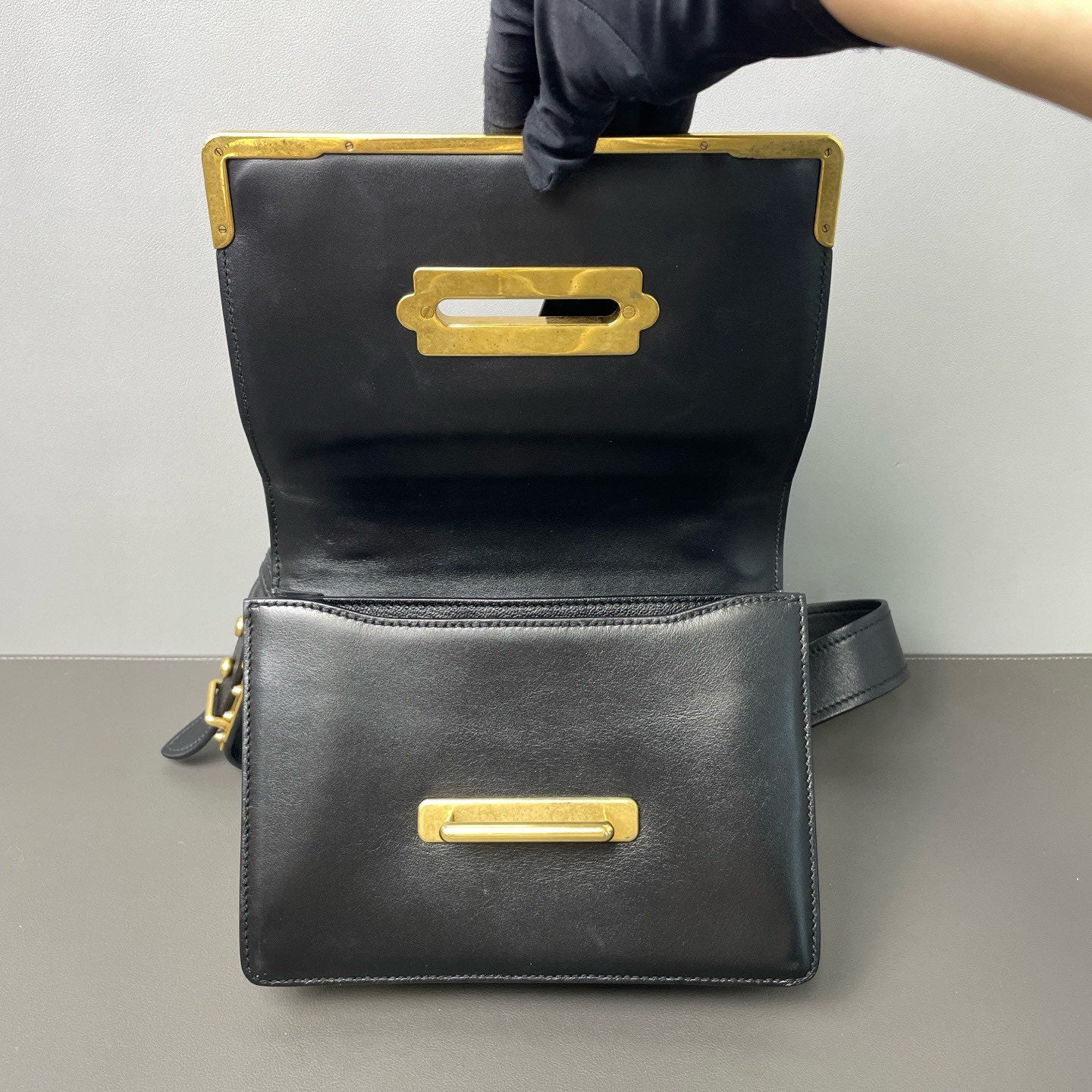 Prada - Cahier - Leather - Black with Gold-Tone Hardware - (mini)