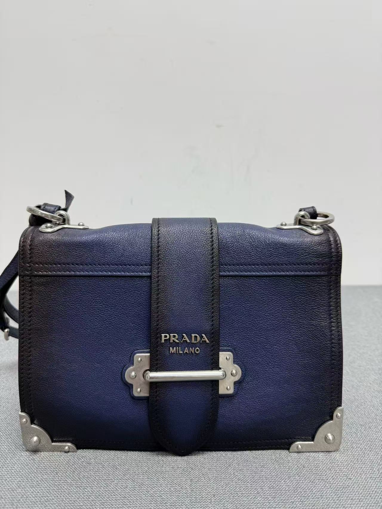 Prada - Cahier - Leather - Navy - (Small)