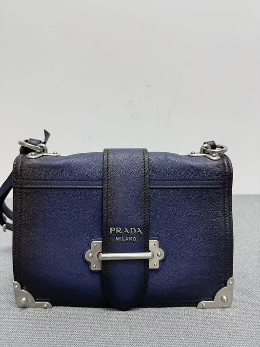 Prada - Cahier - Leather - Navy - (Small)