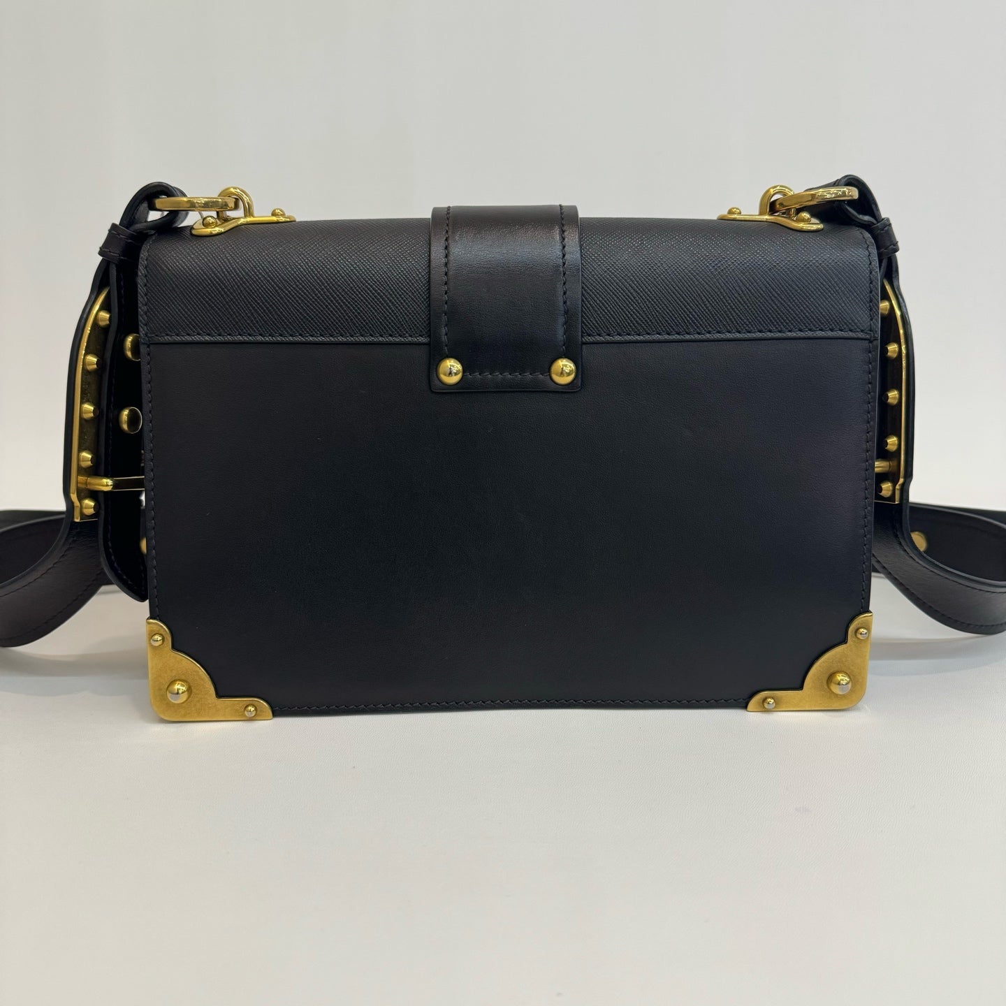 Prada - Cahier - Saffiano and smooth leather - Black with Gold-Tone Hardware - (small)