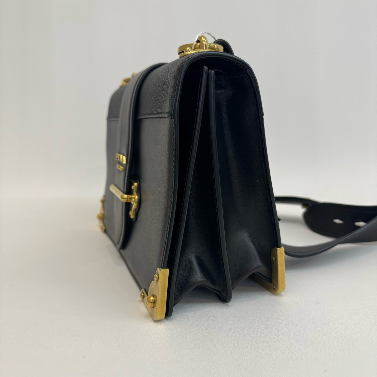 Prada - Cahier - Saffiano and smooth leather - Black with Gold-Tone Hardware - (small)