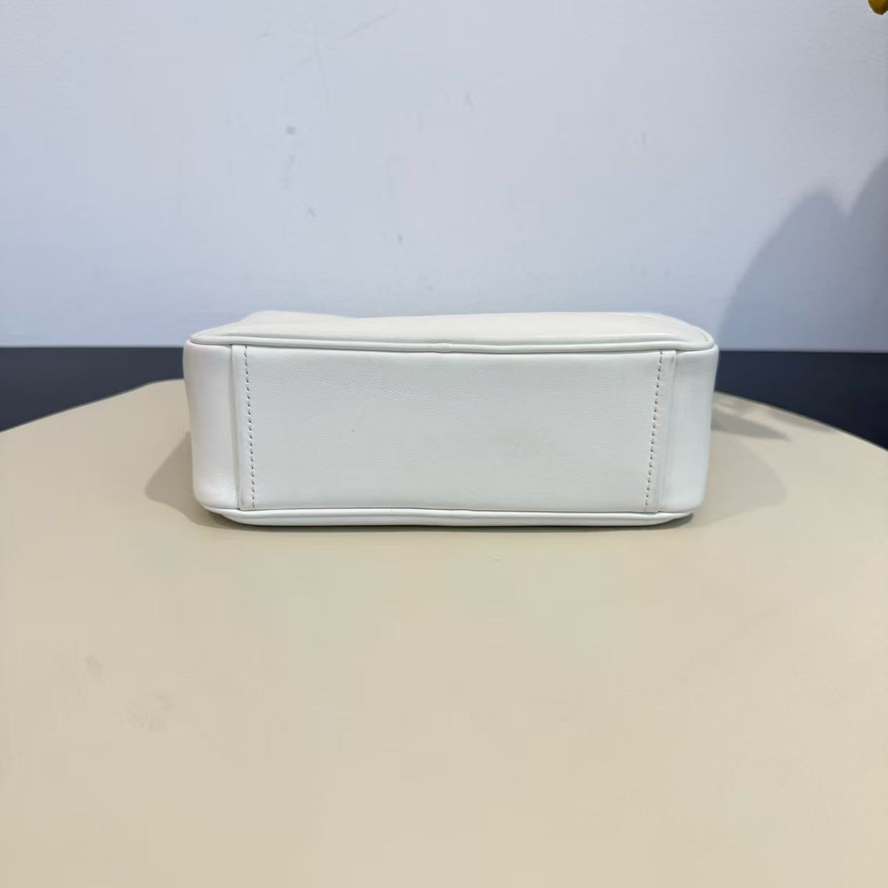 Prada - Camera Bag - Smooth Leather - White with Blue Accent - (mini)