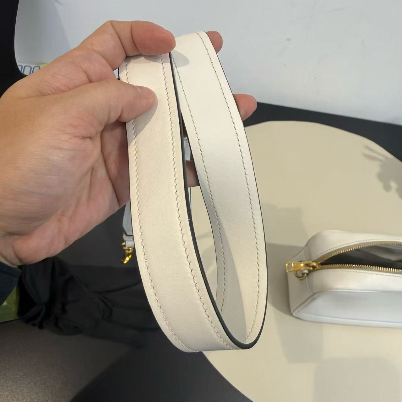 Prada - Camera Bag - Smooth Leather - White with Blue Accent - (mini)