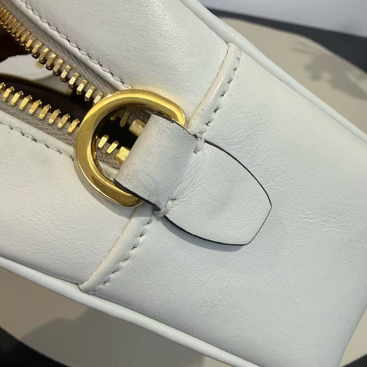 Prada - Camera Bag - Smooth Leather - White with Blue Accent - (mini)