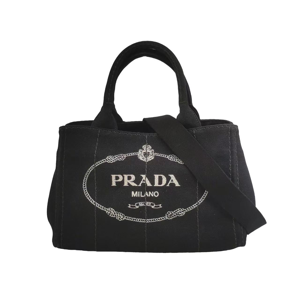 Prada - Canapa Tote - Canvas - Black-Grey - (small)