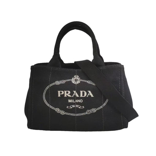 Prada - Canapa Tote - Canvas - Black-Grey - (small)