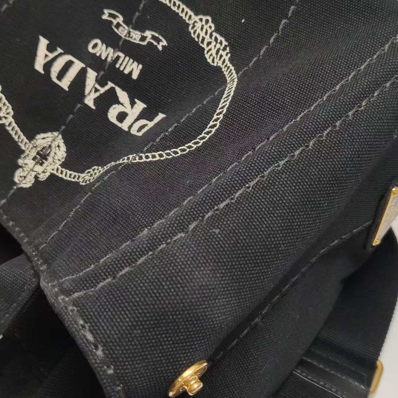 Prada - Canapa Tote - Canvas - Black-Grey - (small)