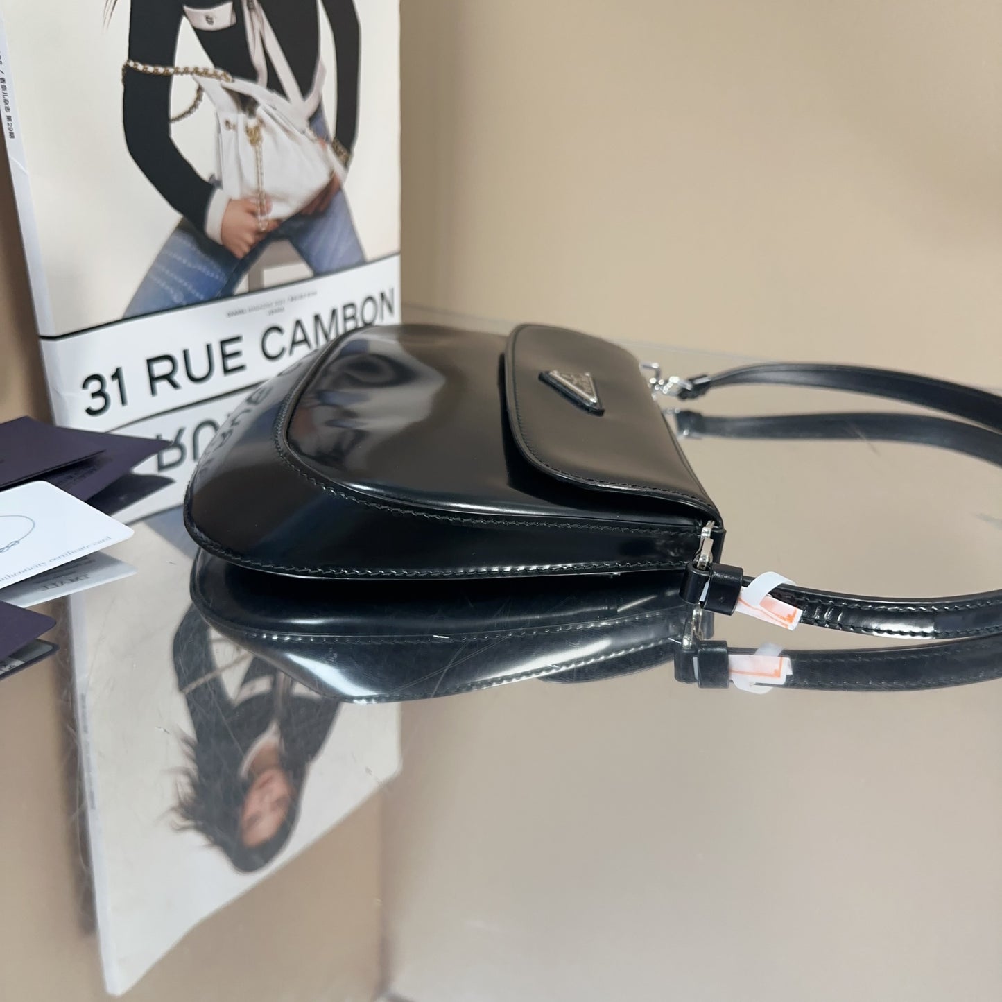 Prada - Cleo Shoulder Bag - Patent leather - Black - (mini)
