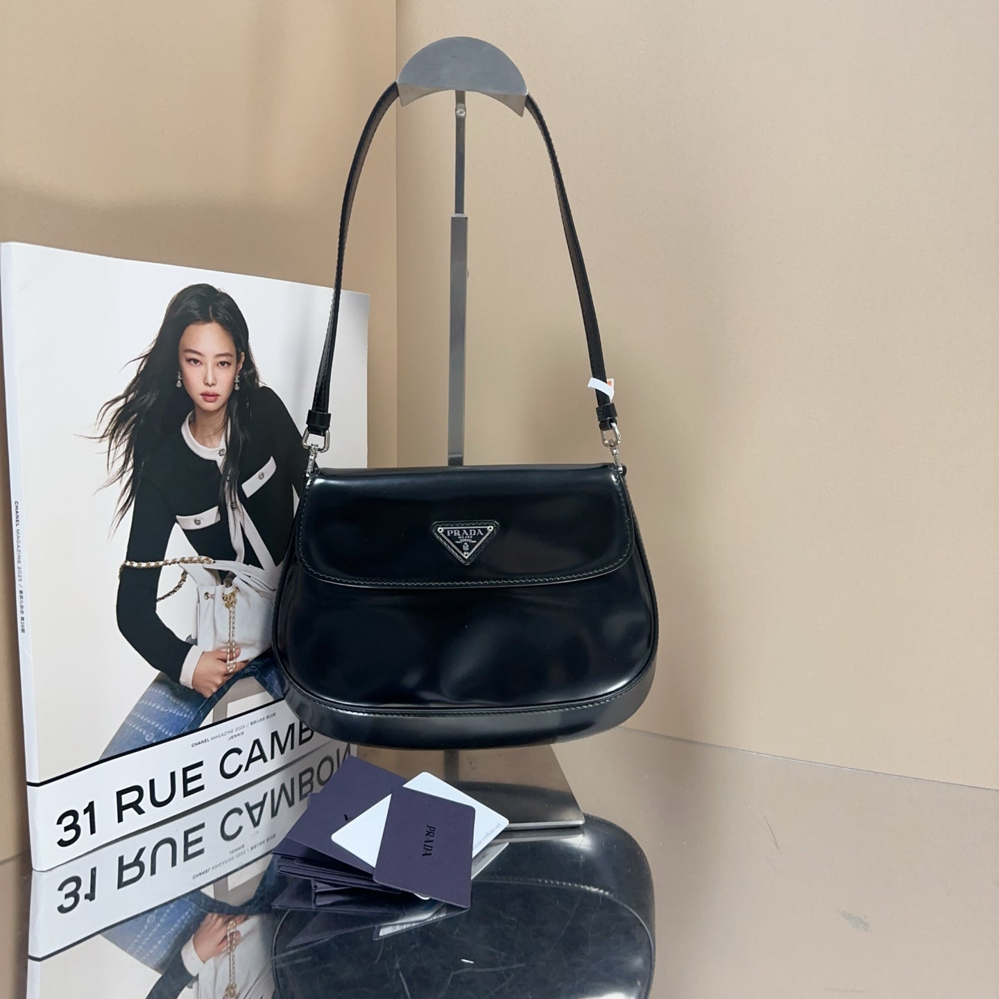 Prada - Cleo Shoulder Bag - Patent leather - Black - (mini)
