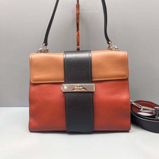 Prada - Color-Blocked Flap Satchel - Leather - Multicolour - (medium)