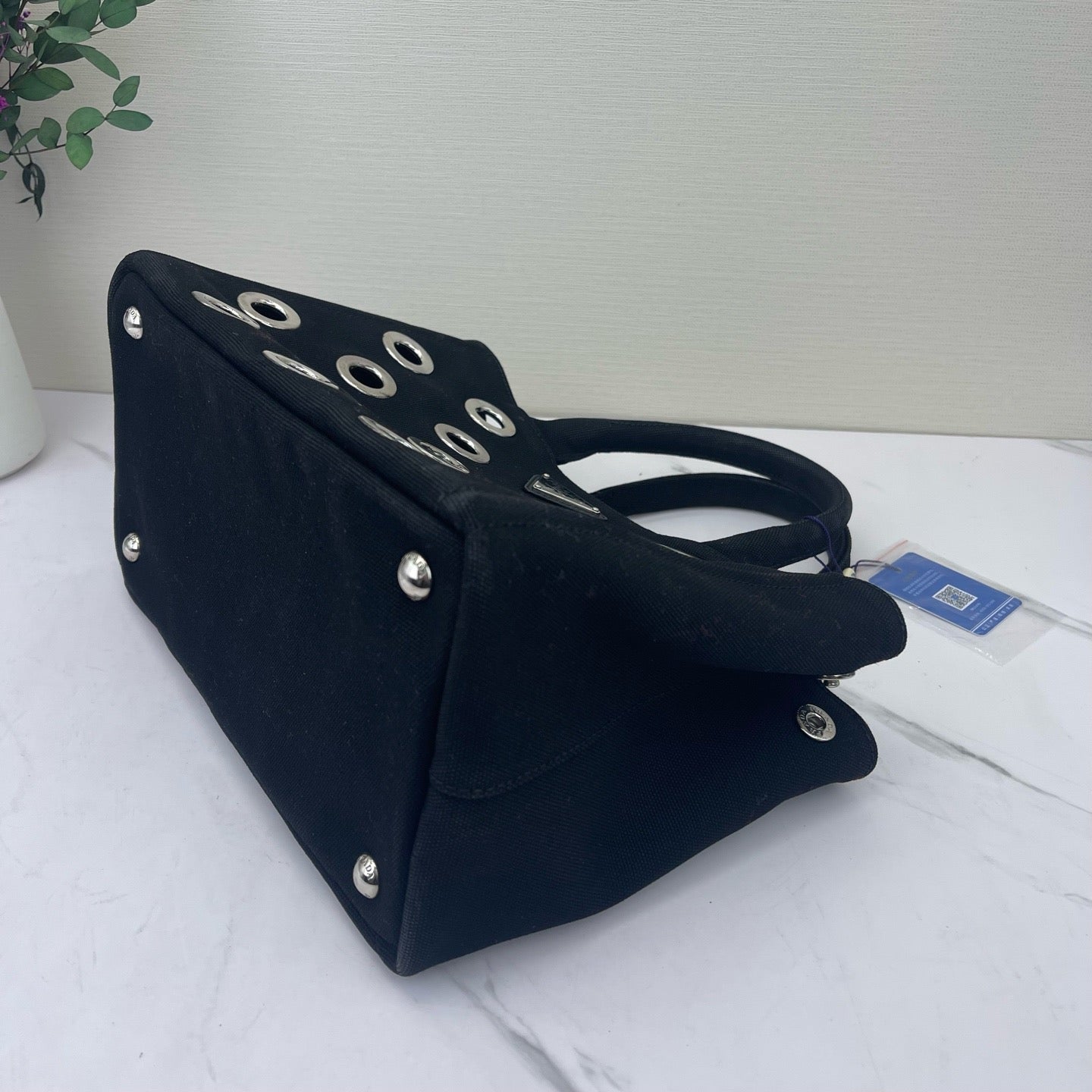 Prada - Denim Eyelet Tote - Denim canvas - Black - (small)